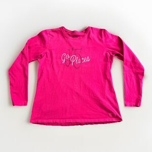 Life Is Good Pink Long Sleeve Shirt Women's Size Large Bicycle Go Places Crusher